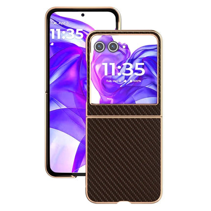 For Motorola Razr 50 5G Case Electroplating Phone Cover Carbon Fiber Texture PU+TPU Protective Case