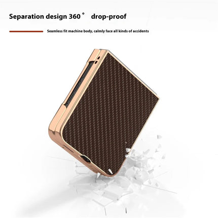 For Motorola Razr 50 5G Case Electroplating Phone Cover Carbon Fiber Texture PU+TPU Protective Case