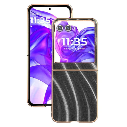 For Motorola Razr 50 5G Case Electroplating Phone Cover Milky Way Pattern PU+TPU Protective Case