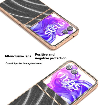 For Motorola Razr 50 5G Case Electroplating Phone Cover Milky Way Pattern PU+TPU Protective Case