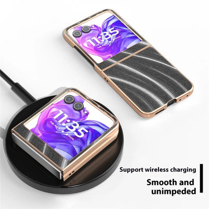 For Motorola Razr 50 5G Case Electroplating Phone Cover Milky Way Pattern PU+TPU Protective Case