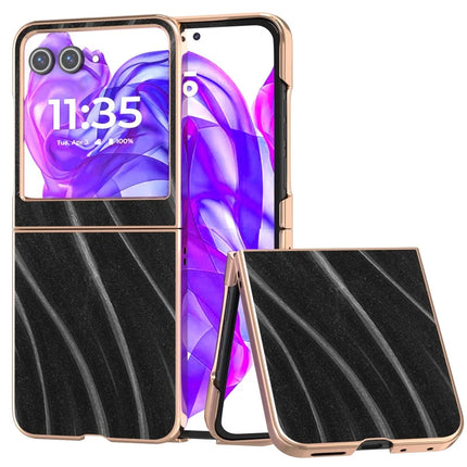 For Motorola Razr 50 5G Case Electroplating Phone Cover Milky Way Pattern PU+TPU Protective Case - Black