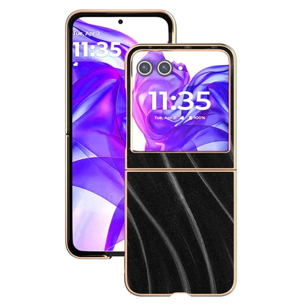 For Motorola Razr 50 5G Case Electroplating Phone Cover Milky Way Pattern PU+TPU Protective Case