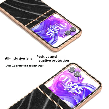 For Motorola Razr 50 5G Case Electroplating Phone Cover Milky Way Pattern PU+TPU Protective Case