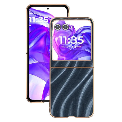 For Motorola Razr 50 5G Case Electroplating Phone Cover Milky Way Pattern PU+TPU Protective Case