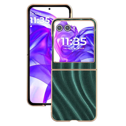 For Motorola Razr 50 5G Case Electroplating Phone Cover Milky Way Pattern PU+TPU Protective Case