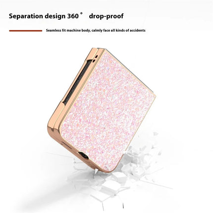 For Motorola Razr 50 5G Case Electroplating Phone Cover Colored Glitter Design PU+TPU Protective Case