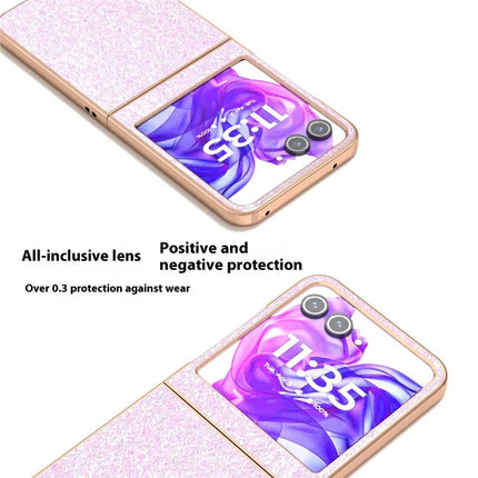 For Motorola Razr 50 5G Case Electroplating Phone Cover Colored Glitter Design PU+TPU Protective Case