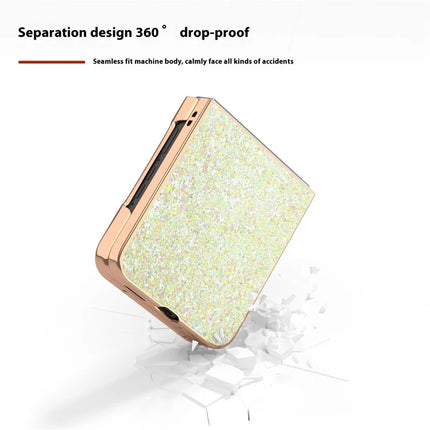 For Motorola Razr 50 5G Case Electroplating Phone Cover Colored Glitter Design PU+TPU Protective Case