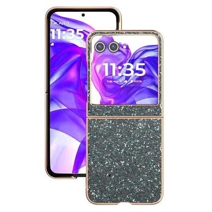 For Motorola Razr 50 5G Case Electroplating Phone Cover Colored Glitter Design PU+TPU Protective Case