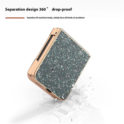 For Motorola Razr 50 5G Case Electroplating Phone Cover Colored Glitter Design PU+TPU Protective Case