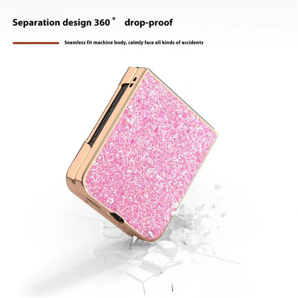 For Motorola Razr 50 5G Case Electroplating Phone Cover Colored Glitter Design PU+TPU Protective Case