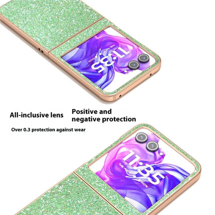 For Motorola Razr 50 5G Case Electroplating Phone Cover Colored Glitter Design PU+TPU Protective Case