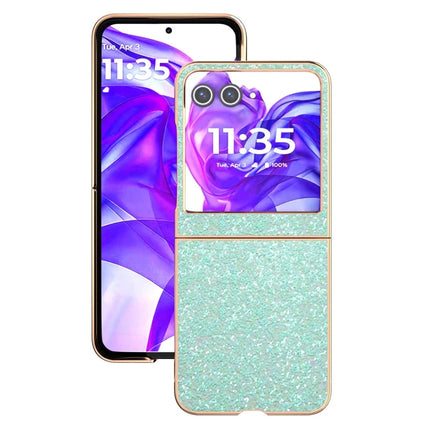 For Motorola Razr 50 5G Case Electroplating Phone Cover Colored Glitter Design PU+TPU Protective Case