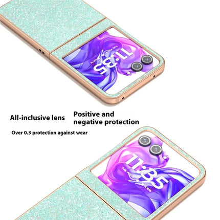 For Motorola Razr 50 5G Case Electroplating Phone Cover Colored Glitter Design PU+TPU Protective Case