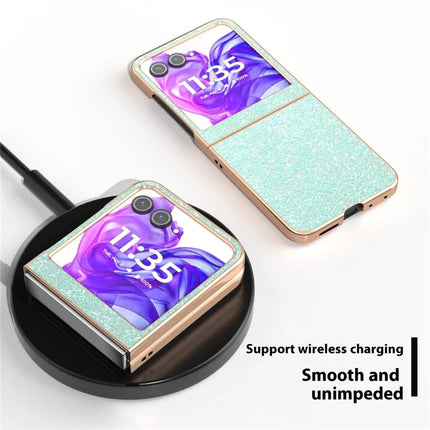 For Motorola Razr 50 5G Case Electroplating Phone Cover Colored Glitter Design PU+TPU Protective Case