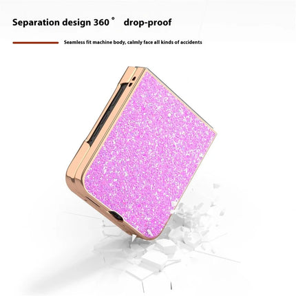 For Motorola Razr 50 5G Case Electroplating Phone Cover Colored Glitter Design PU+TPU Protective Case