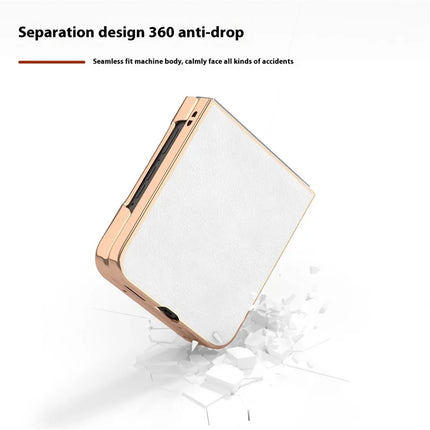 For Motorola Razr 50 5G Case Electroplating Phone Cover PU Leather+TPU Litchi Texture Case