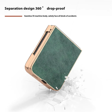 For Motorola Razr 50 5G Case Electroplating Phone Cover PU Leather+TPU Litchi Texture Case
