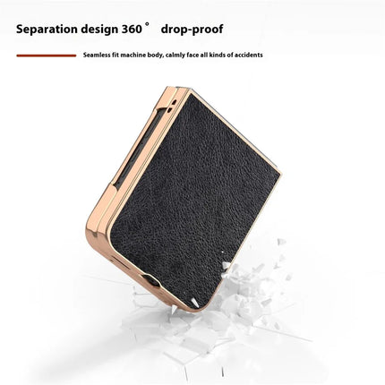 For Motorola Razr 50 5G Case Electroplating Phone Cover PU Leather+TPU Litchi Texture Case