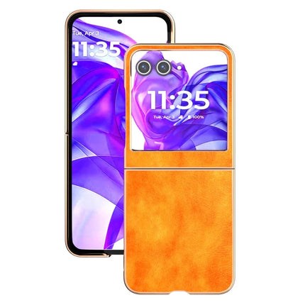 For Motorola Razr 50 5G Case Electroplating Phone Cover PU Leather+TPU Litchi Texture Case