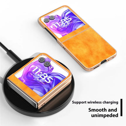 For Motorola Razr 50 5G Case Electroplating Phone Cover PU Leather+TPU Litchi Texture Case