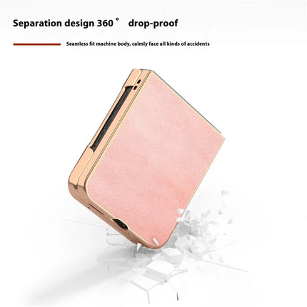 For Motorola Razr 50 5G Case Electroplating Phone Cover Cowhide Texture PU+TPU Protective Case