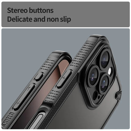 Armor Series For iPhone 16 Pro Max Case PC+TPU Semi-Transparent Frosted Finish Protective Phone Cover