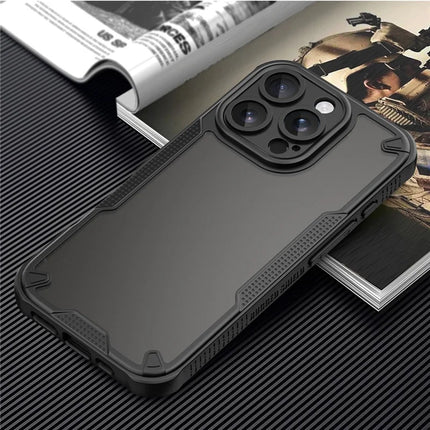 Armor Series For iPhone 16 Pro Max Case PC+TPU Semi-Transparent Frosted Finish Protective Phone Cover