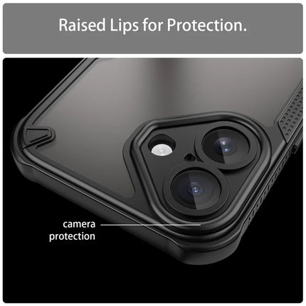 Armor Series For iPhone 16 Case PC+TPU Semi-Transparent Frosted Finish Protective Phone Cover