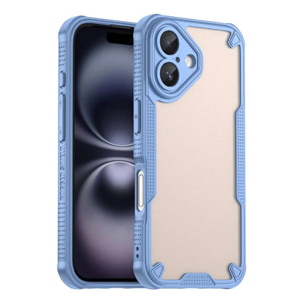 Armor Series For iPhone 16 Case PC+TPU Semi-Transparent Frosted Finish Protective Phone Cover - Blue