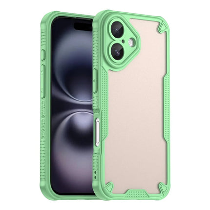 Armor Series For iPhone 16 Case PC+TPU Semi-Transparent Frosted Finish Protective Phone Cover - Green
