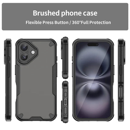 Armor Series For iPhone 16 Plus Case PC+TPU Semi-Transparent Frosted Finish Protective Phone Cover