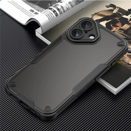 Armor Series For iPhone 16 Plus Case PC+TPU Semi-Transparent Frosted Finish Protective Phone Cover