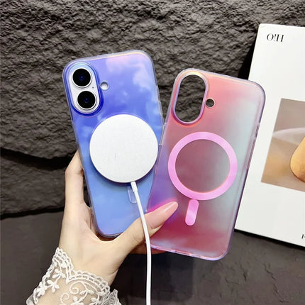For iPhone 16 Plus Case Compatible with MagSafe Ink Painting IMD PC+TPU Phone Cover