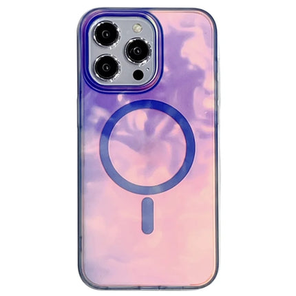 For iPhone 16 Pro Max Case Compatible with MagSafe Ink Painting IMD PC+TPU Phone Cover - Blue