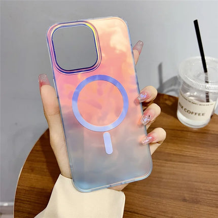 For iPhone 16 Pro Max Case Compatible with MagSafe Ink Painting IMD PC+TPU Phone Cover