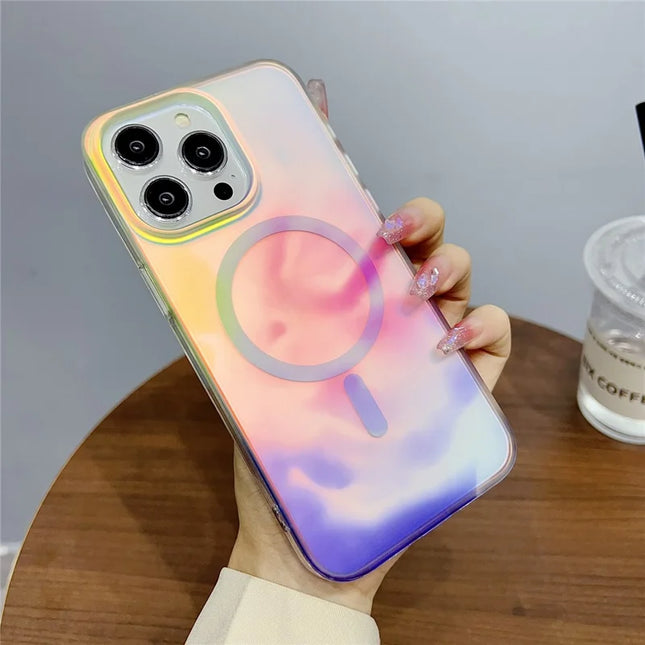 For iPhone 16 Pro Max Case Compatible with MagSafe Ink Painting IMD PC+TPU Phone Cover - Colorful