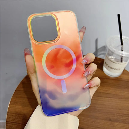 For iPhone 16 Pro Max Case Compatible with MagSafe Ink Painting IMD PC+TPU Phone Cover