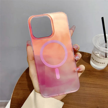 For iPhone 16 Pro Max Case Compatible with MagSafe Ink Painting IMD PC+TPU Phone Cover