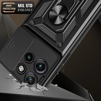 For Motorola Edge 50 Neo 5G / Moto S50 5G / Thinkphone 25 5G Case with Slide Camera Lid PC+TPU Kickstand Phone Cover