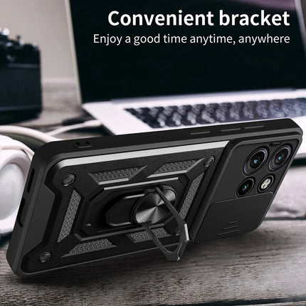 For Motorola Edge 50 Neo 5G / Moto S50 5G / Thinkphone 25 5G Case with Slide Camera Lid PC+TPU Kickstand Phone Cover