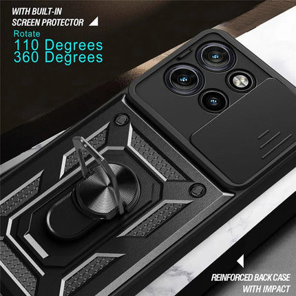 For Motorola Edge 50 Neo 5G / Moto S50 5G / Thinkphone 25 5G Case with Slide Camera Lid PC+TPU Kickstand Phone Cover