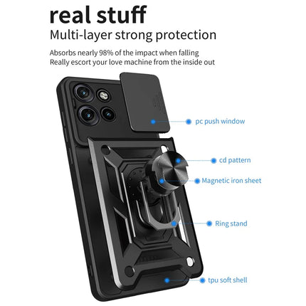 For Motorola Edge 50 Neo 5G / Moto S50 5G / Thinkphone 25 5G Case with Slide Camera Lid PC+TPU Kickstand Phone Cover