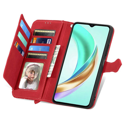 For Honor X6b 4G Zipper Wallet Case Flower Imprint PU Leather Phone Cover with Strap