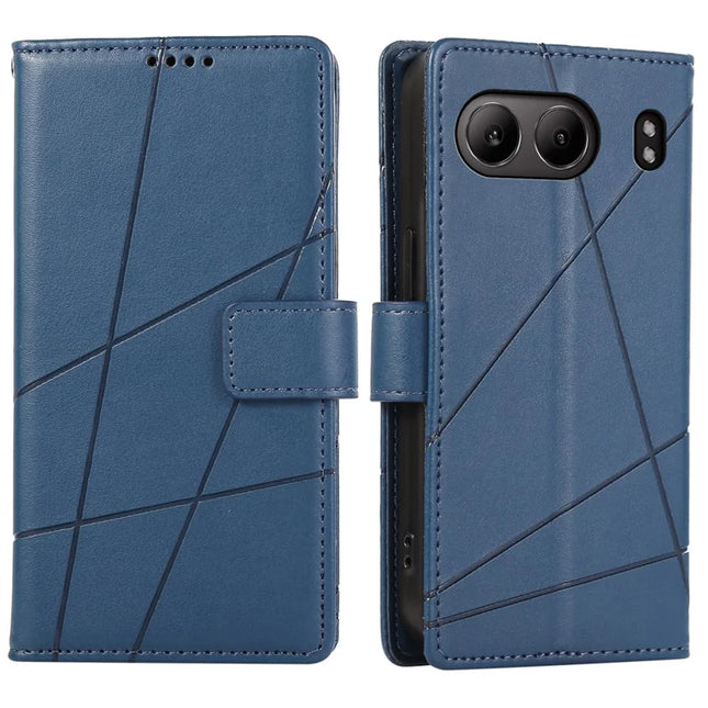 DF-06 For OnePlus Nord 4 Phone Case Line Imprint Leather Wallet Cover - Blue