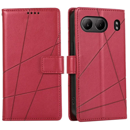 DF-06 For OnePlus Nord 4 Phone Case Line Imprint Leather Wallet Cover - Red