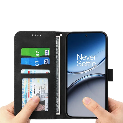 DIERFENG DF-03 For OnePlus Nord 4 Leather Case Lines Imprint Wallet Phone Cover