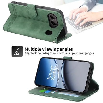 DIERFENG DF-03 For OnePlus Nord 4 Leather Case Lines Imprint Wallet Phone Cover