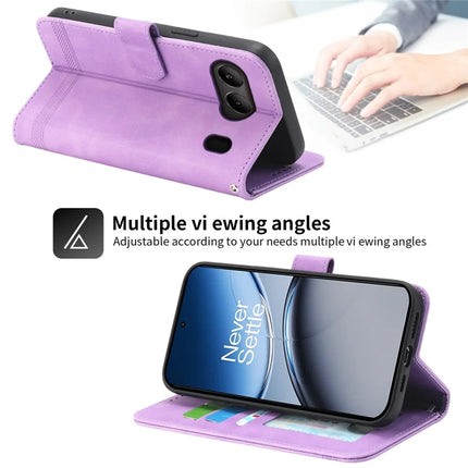 DIERFENG DF-03 For OnePlus Nord 4 Leather Case Lines Imprint Wallet Phone Cover